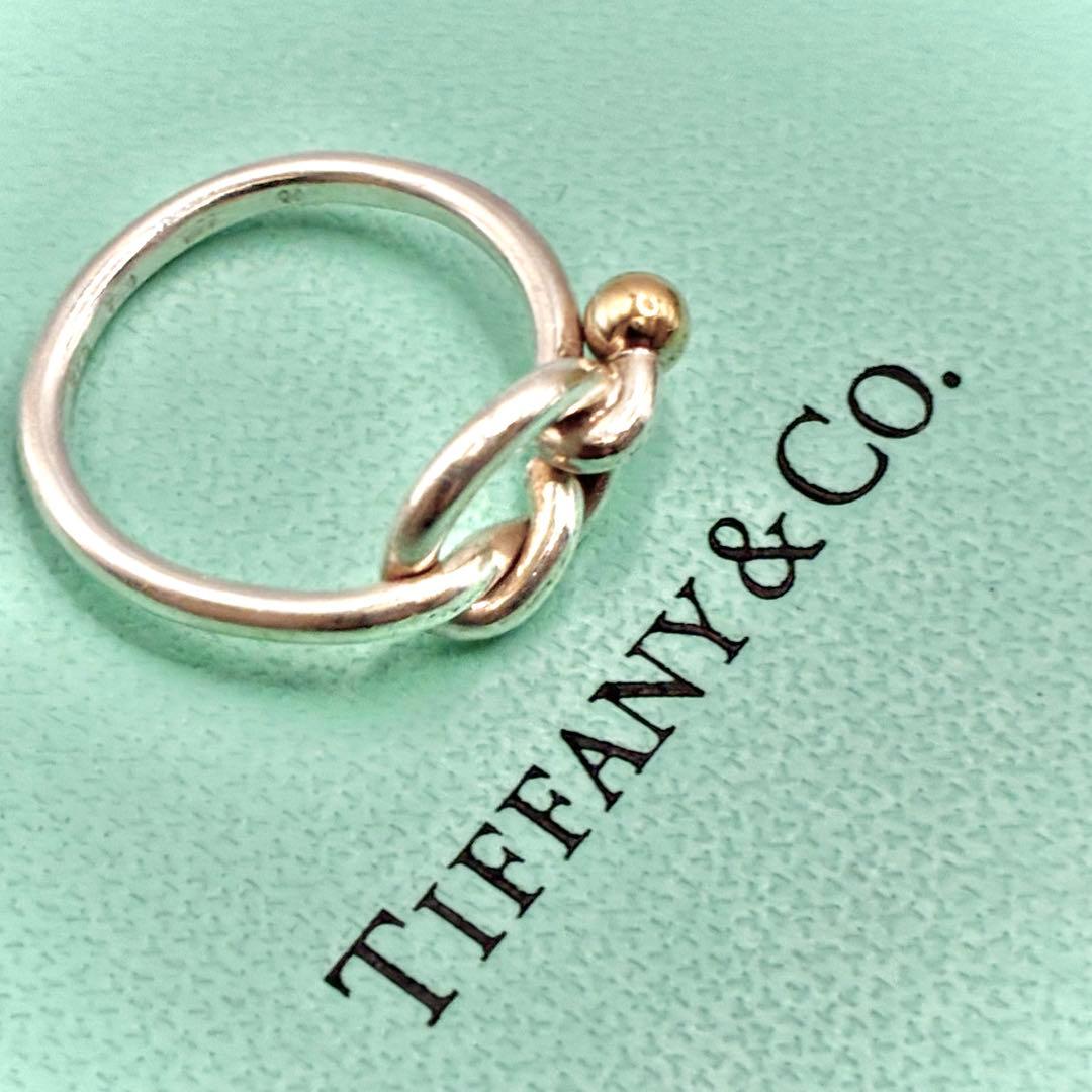 【箱、袋付き】オールドティファニー　14号　フック＆アイ　ラブノット　リング