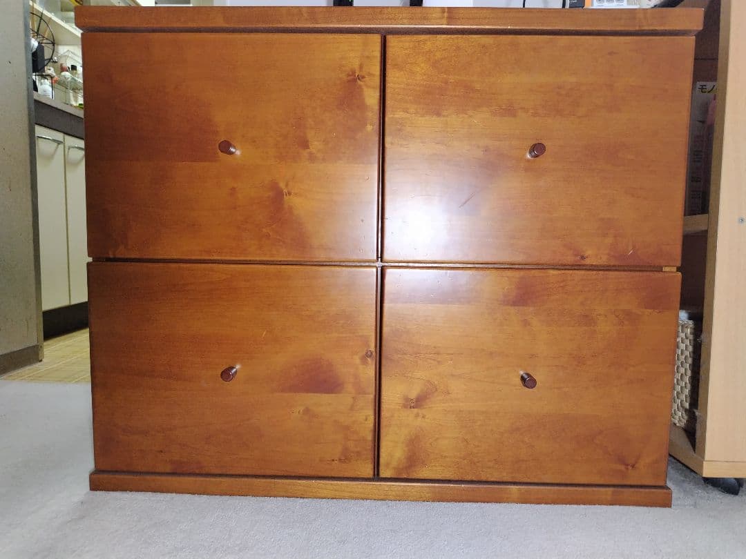 ブラウン木製チェスト 4引き出し