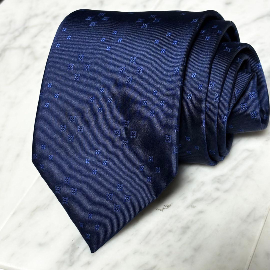 LOUIS VUITTON ネクタイ ネイビー モノグラム柄