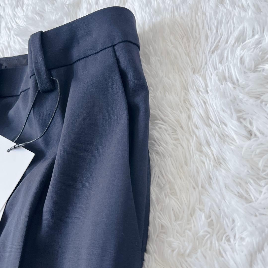 【極美品】セオリー ノーカラーパンツスーツセットアップ ネイビー S タグ付き