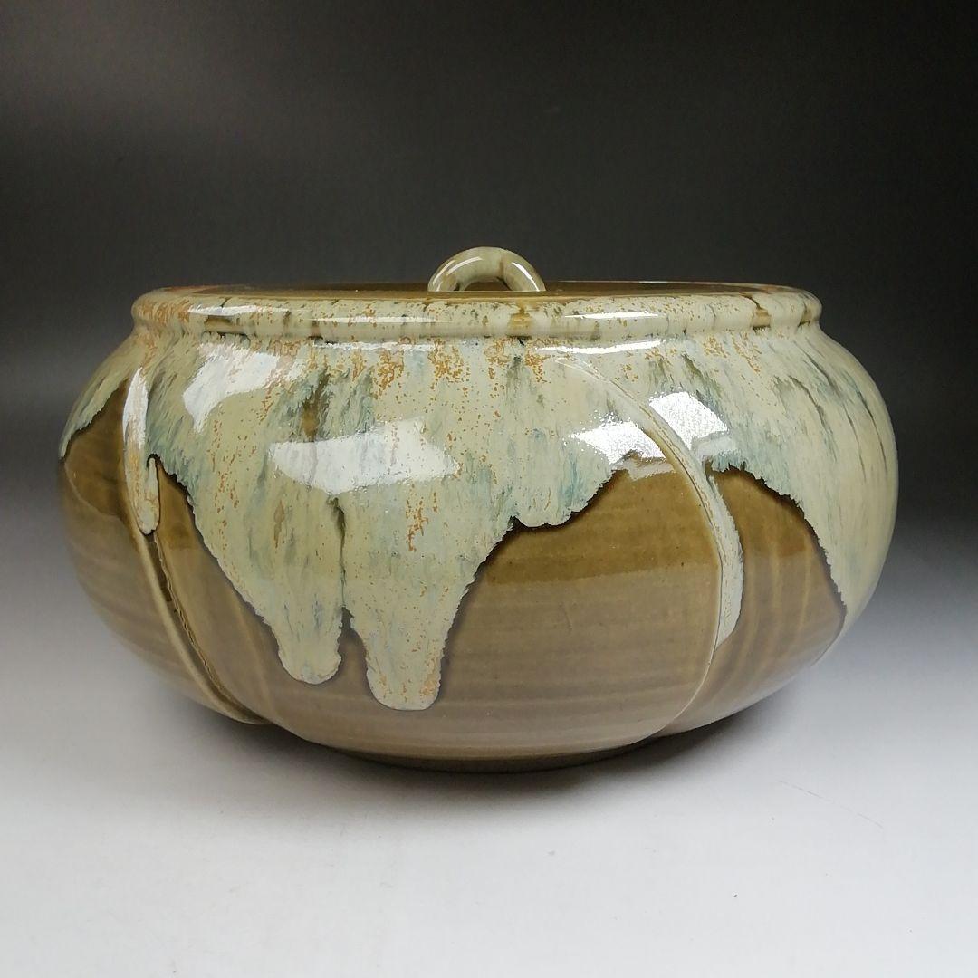 Ｗ６７　水指　『即中斎好　萬古捻梅』『福森比路志 造』　共箱　茶道具