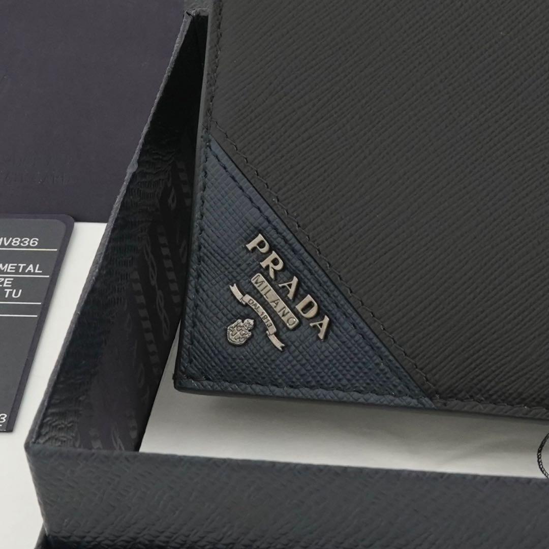 ✨極上美品・箱付き✨　プラダ　長財布　サフィアーノレザー　メタルロゴ　バイカラー