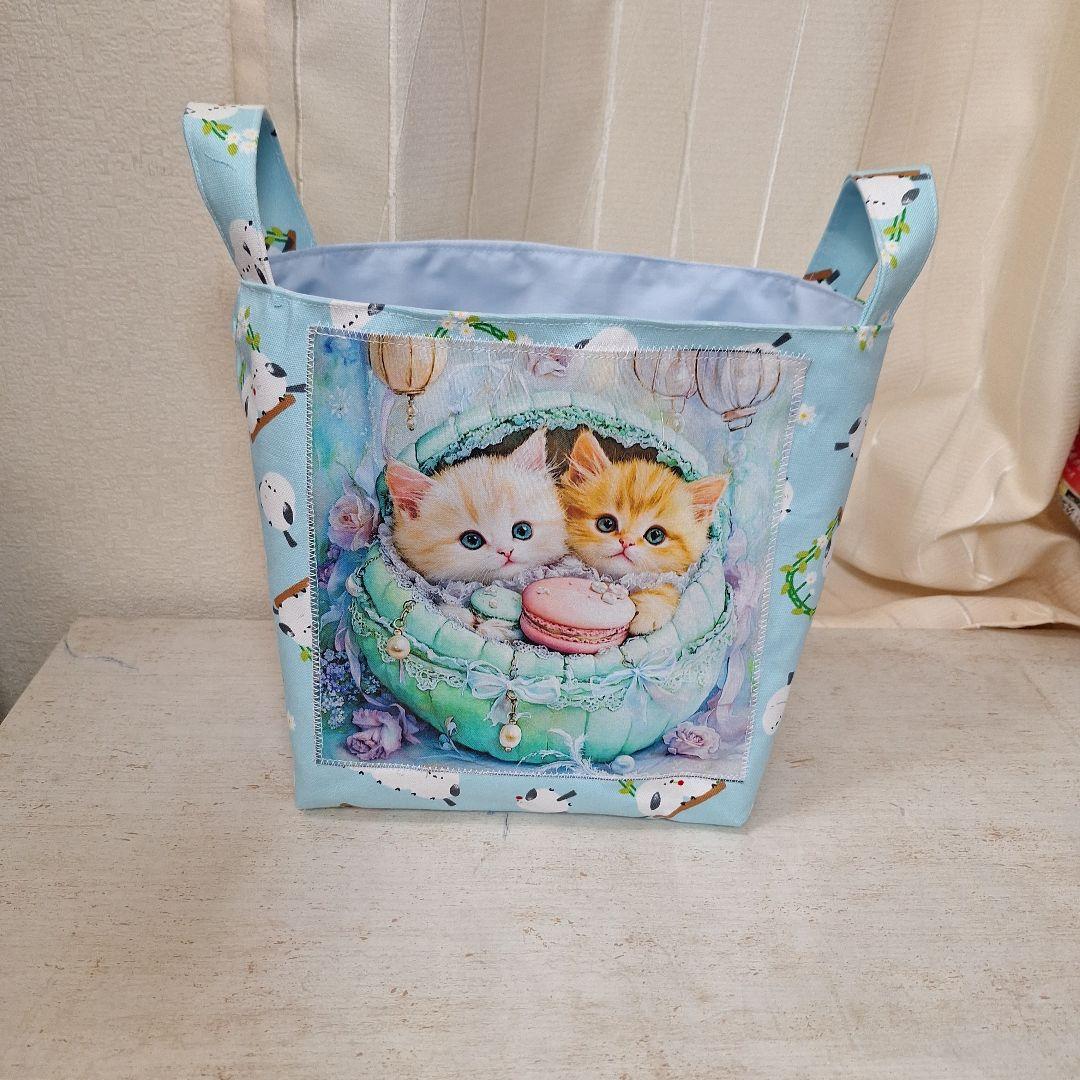 激レアパネル生地　ハンドメイド　布バスケット