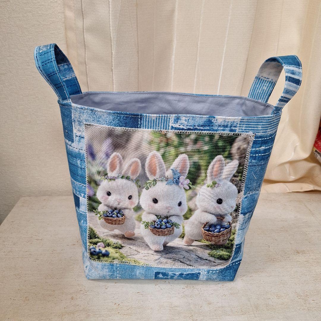 激レアパネル生地　ハンドメイド　布バスケット