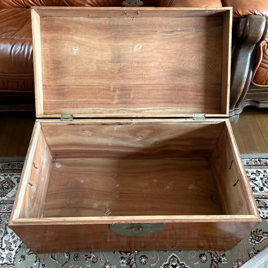 旧家蔵(清時代)樟木？黄花梨？貴重家具大木箱　蔵書画大木箱　珍しいコレクション