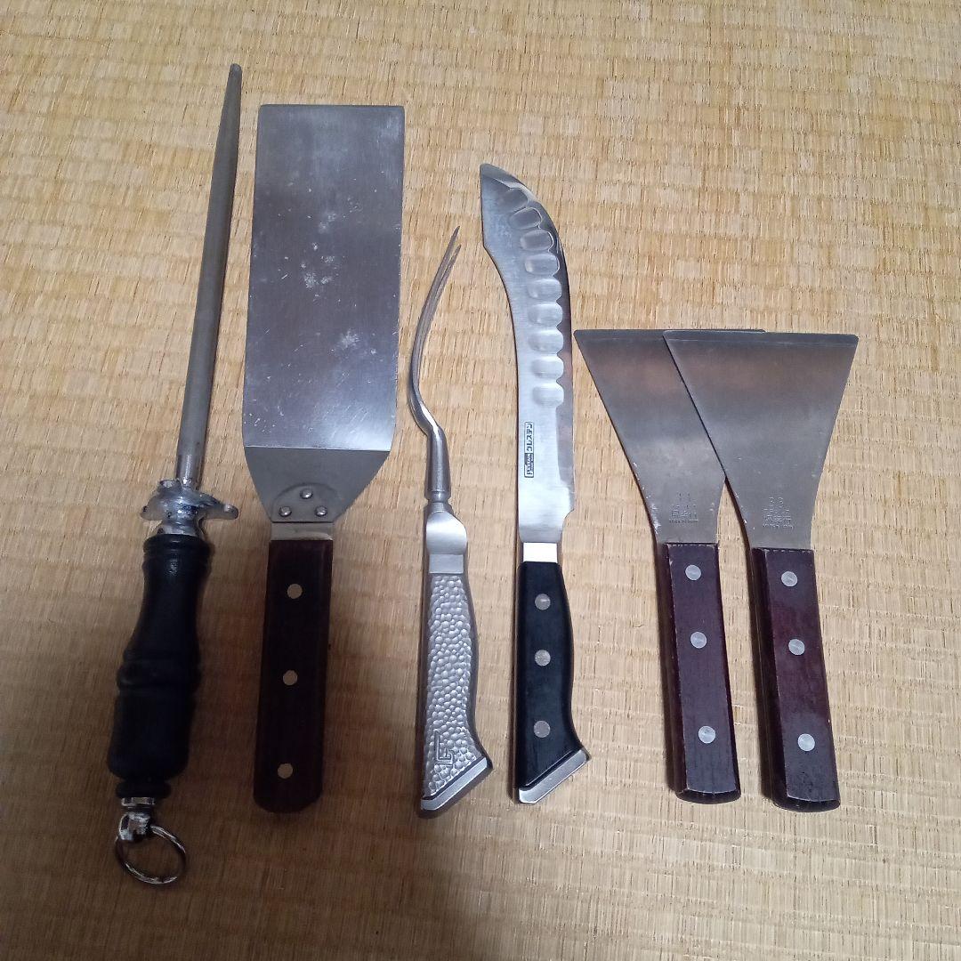 鉄板焼き研ぎ棒カービングナイフグレスデン包丁グレスデンミートフォーク鉄板セット