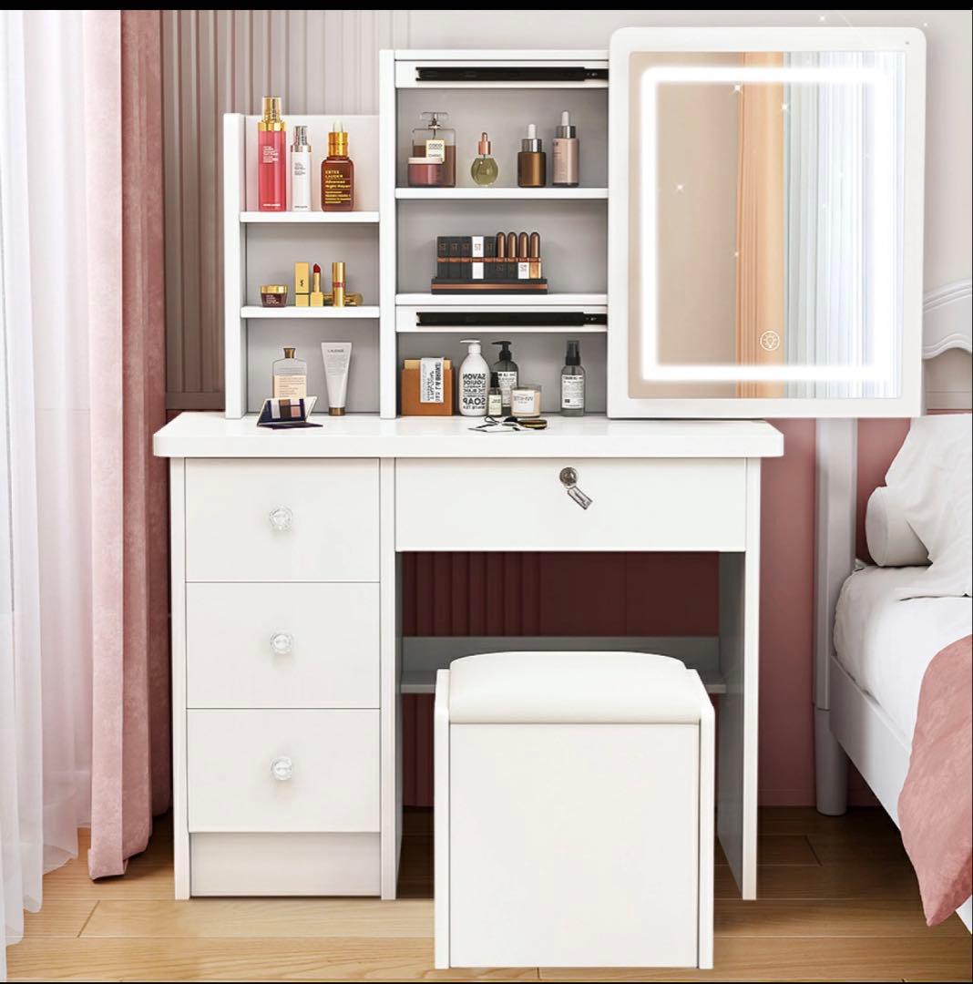 ホワイトドレッサー・鏡台・収納付き