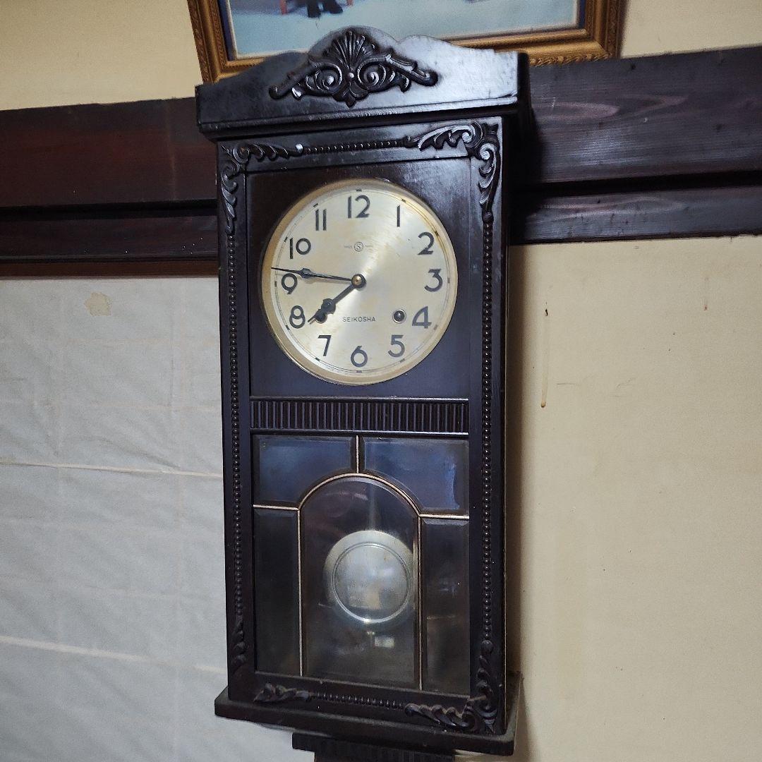 ビンテージ木製掛時計 ダークブラウン