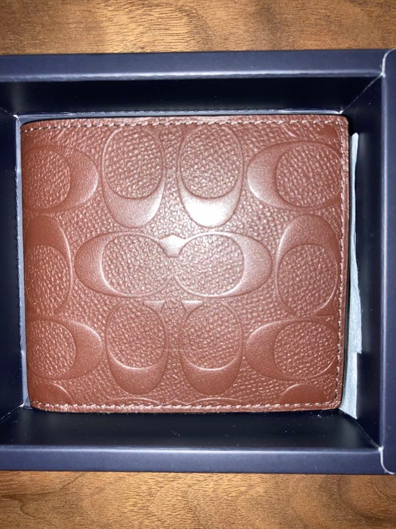 新品COACH コーチ　二つ折り財布　レザー　ブラウン