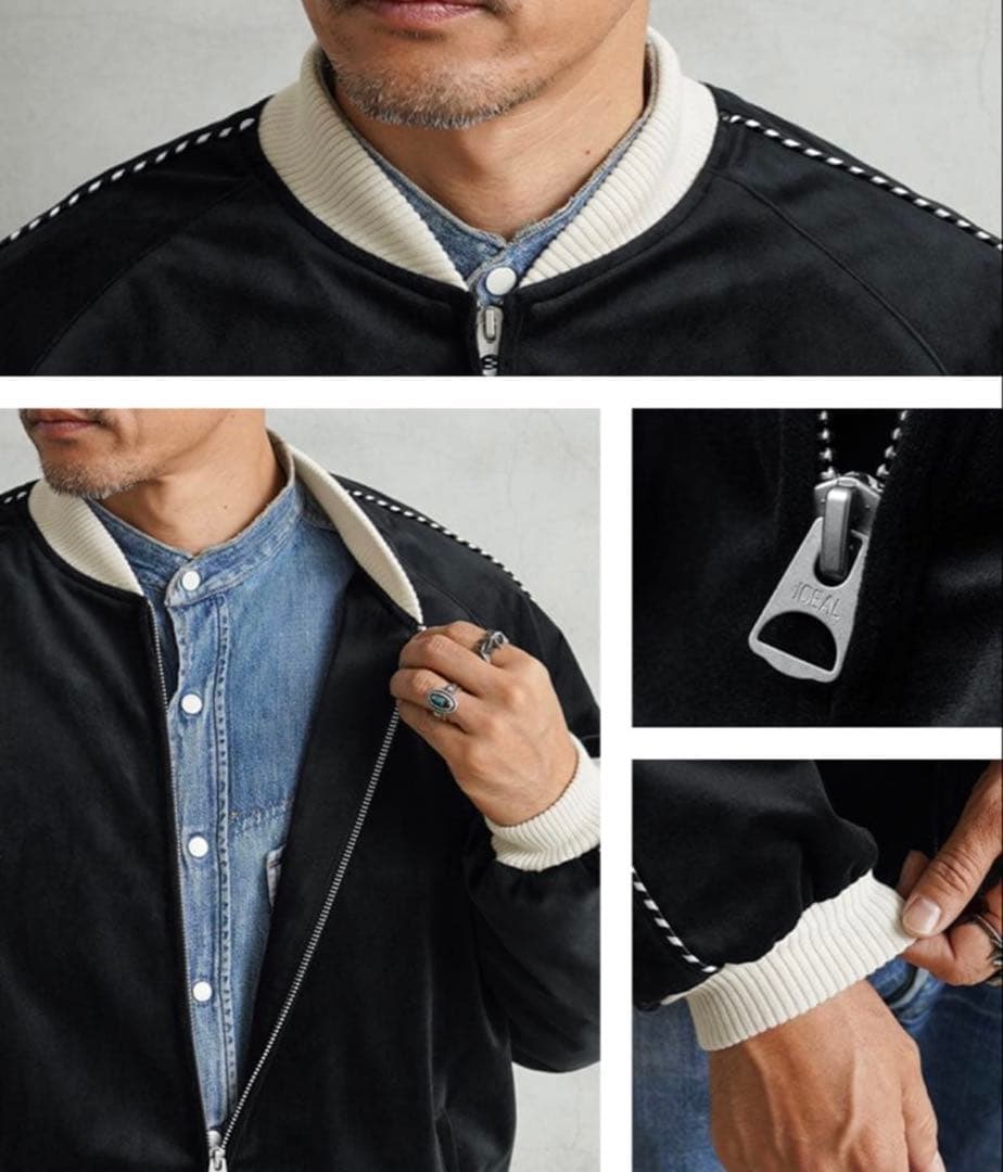 Lサイズ WAIPER.inc 別珍 スーベニアジャケット スカジャン 黒