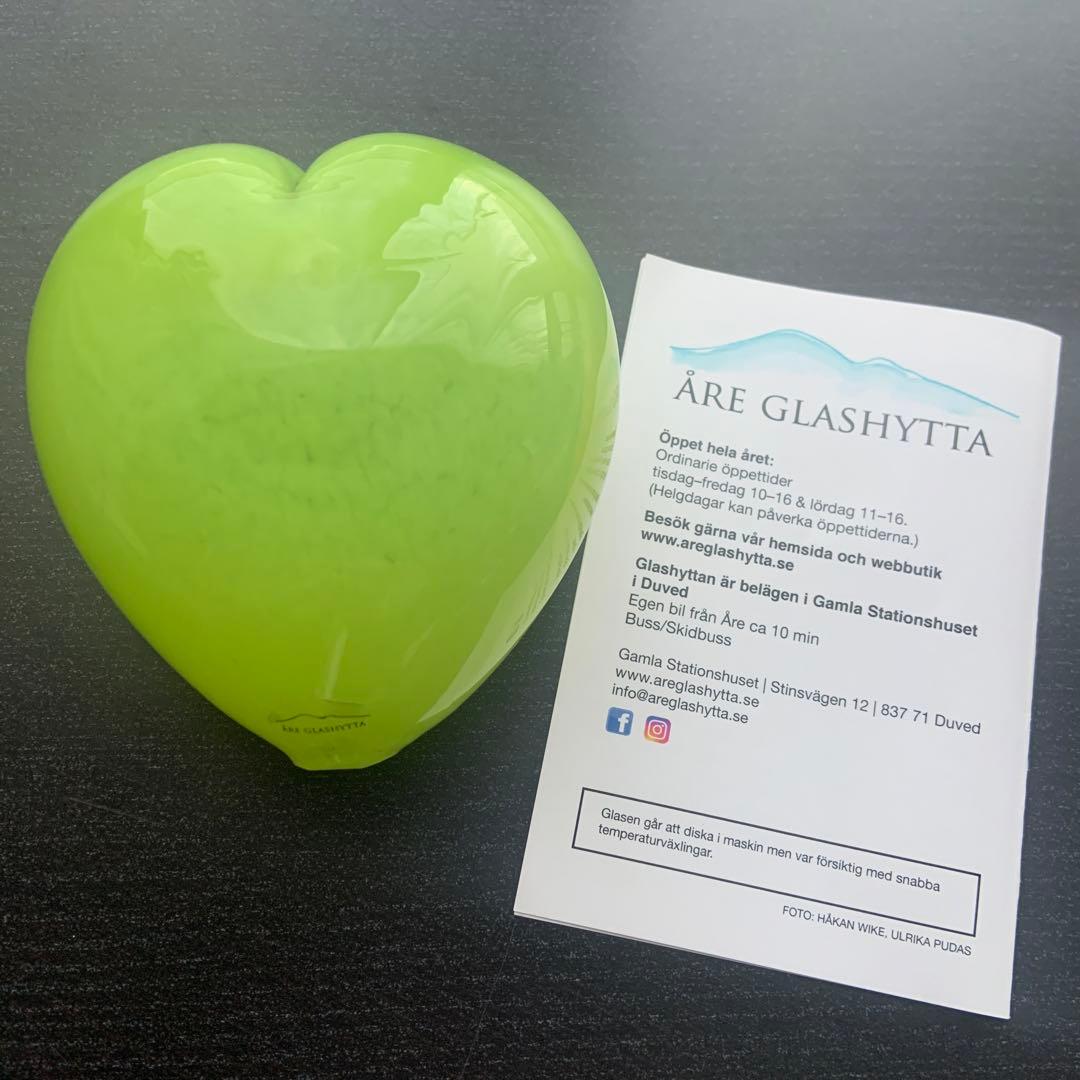 Sweden Åre Glashytta 手作り　ハート型 吹きガラス細工置物