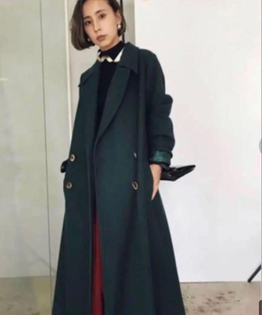 ameri vintage アメリ リトルフレアロングコート グリーン