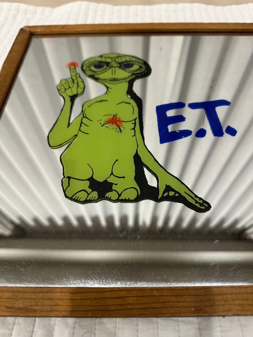 超レア ビンテージ　80s E.T.キャラクター 壁掛け鏡 木製フレーム