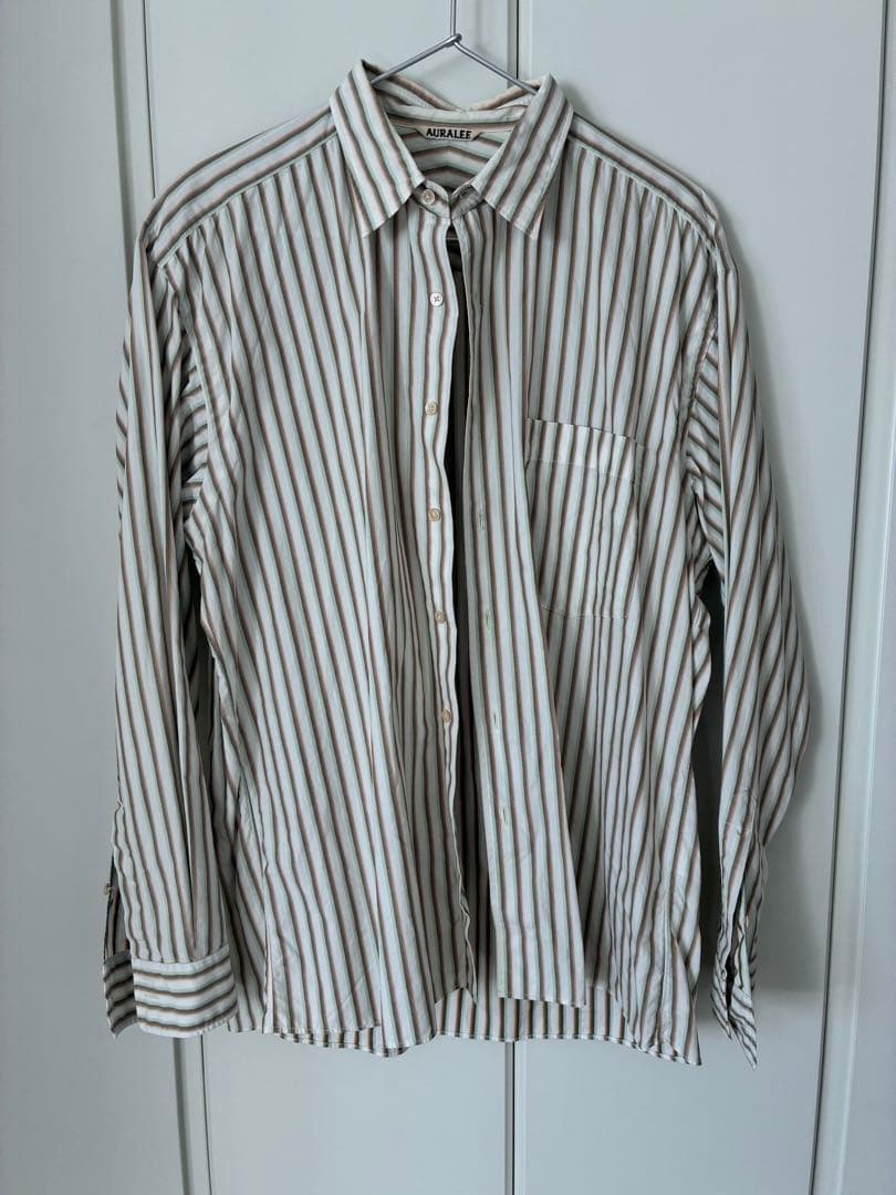 AURALEE ストライプ 長袖シャツ