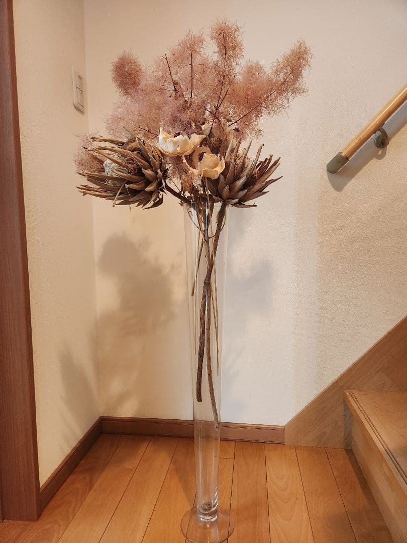 ドライフラワーアレンジメント&花瓶　ピンク系 約120cm