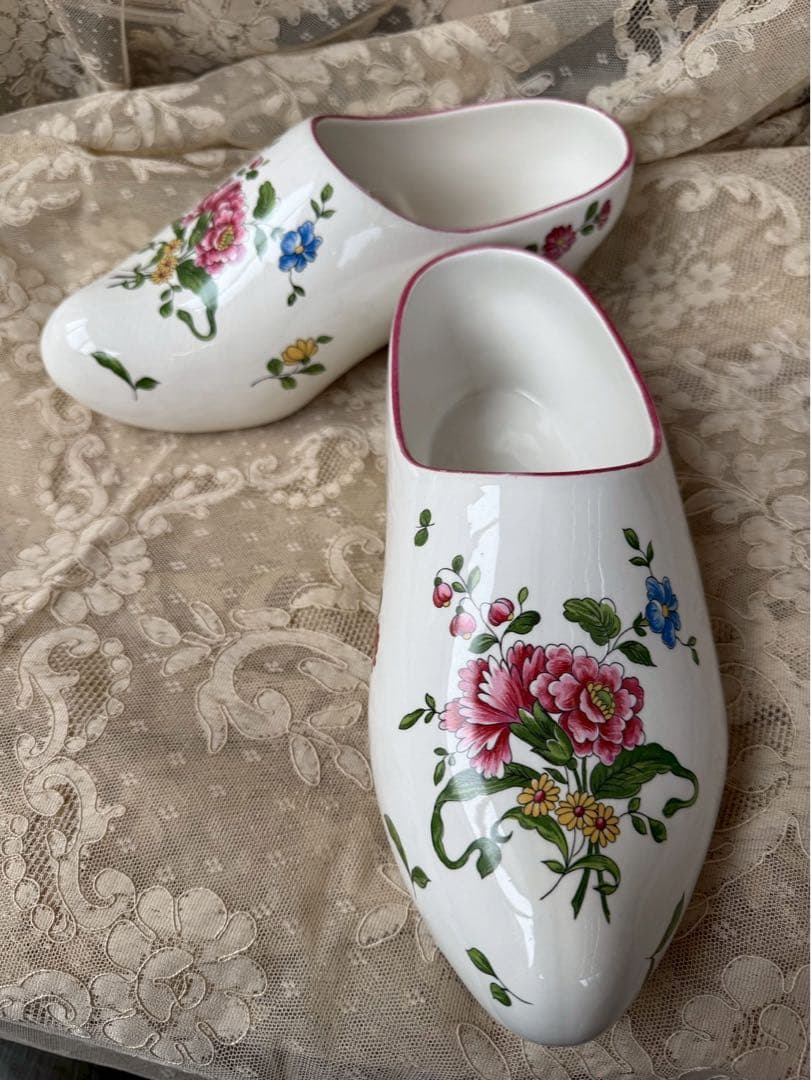 【く17】20 フランス　アンティーク　靴　Sant-Amand サボ