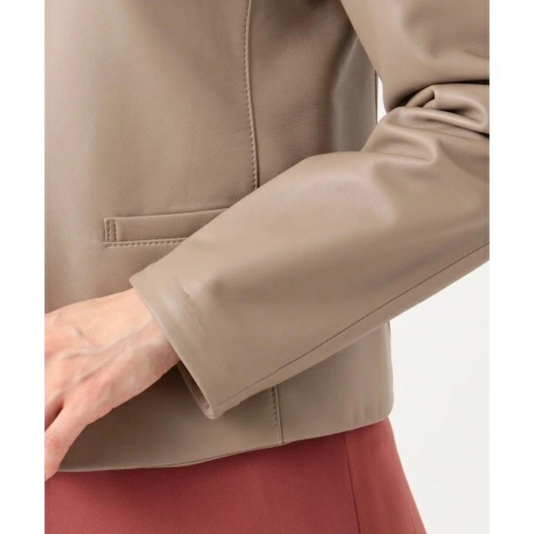 23区【中村アンさん着用】シープレザーノーカラージャケット　ベージュ系　38