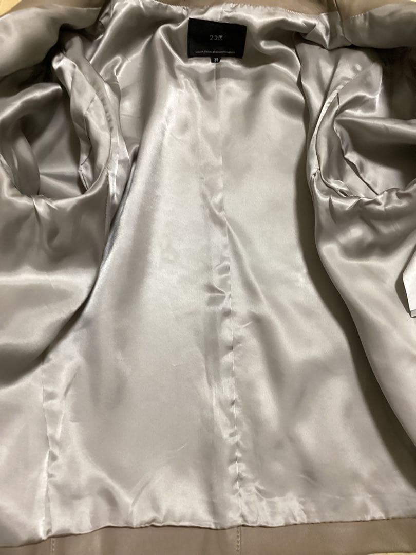 23区【中村アンさん着用】シープレザーノーカラージャケット　ベージュ系　38