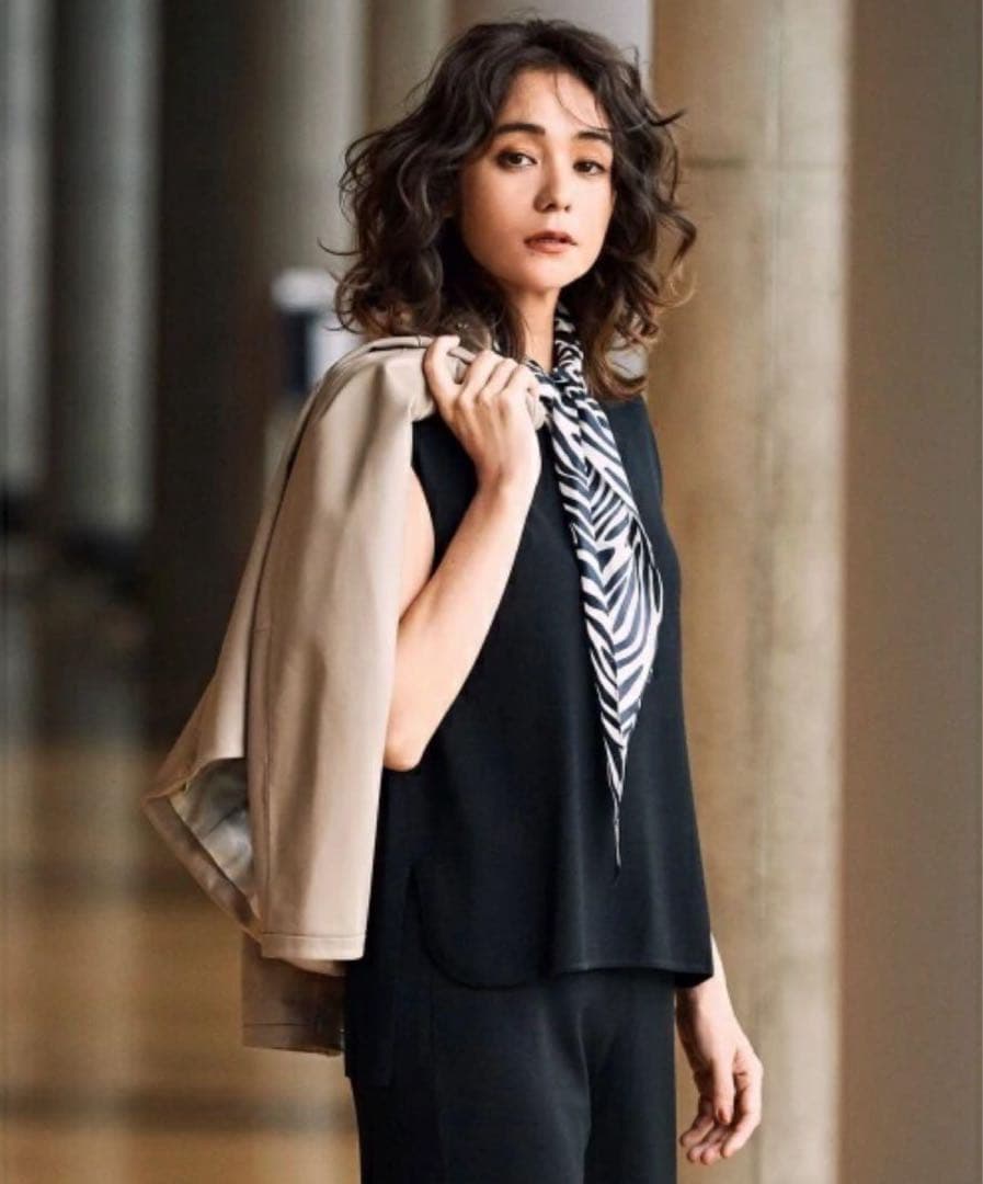 23区【中村アンさん着用】シープレザーノーカラージャケット　ベージュ系　38