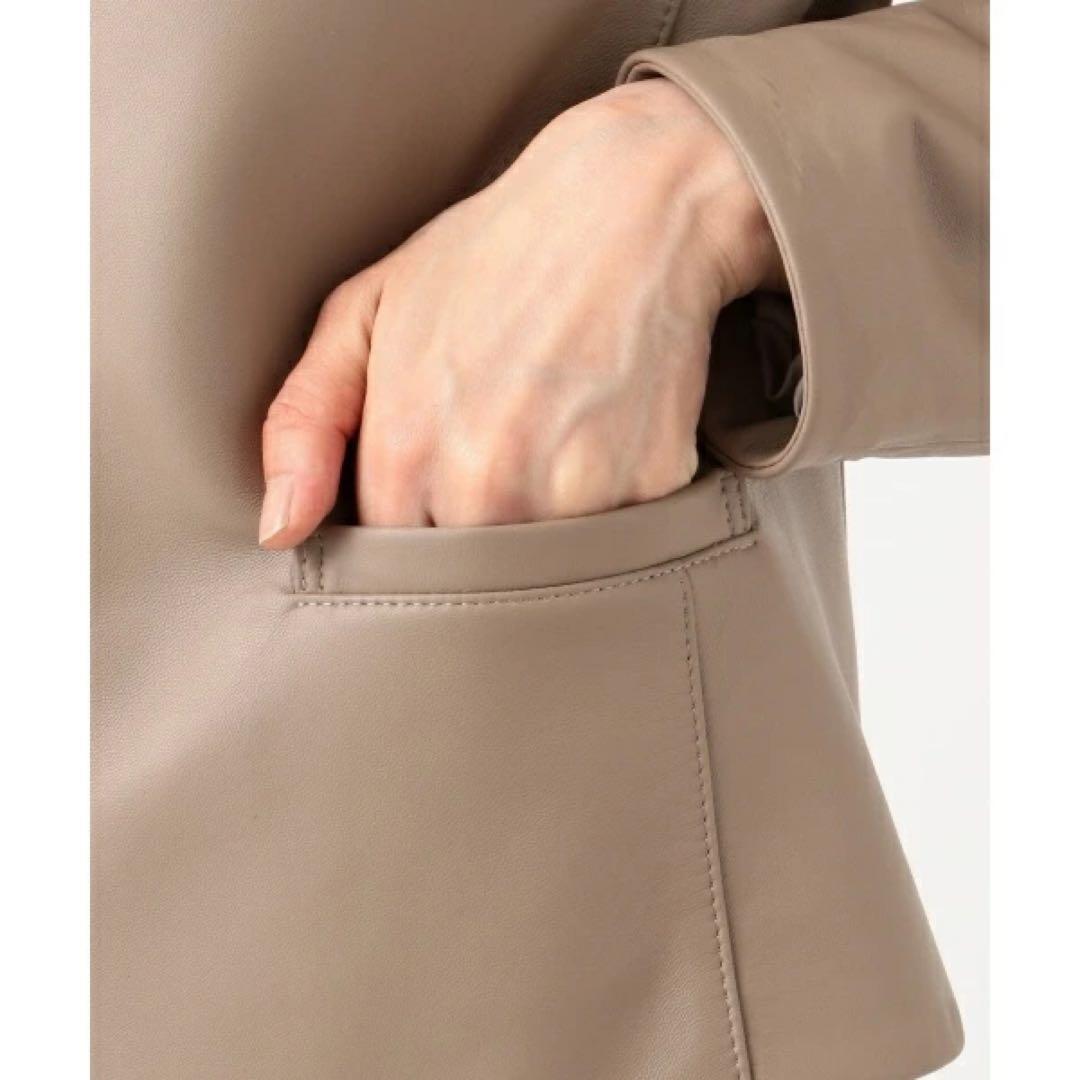 23区【中村アンさん着用】シープレザーノーカラージャケット　ベージュ系　38