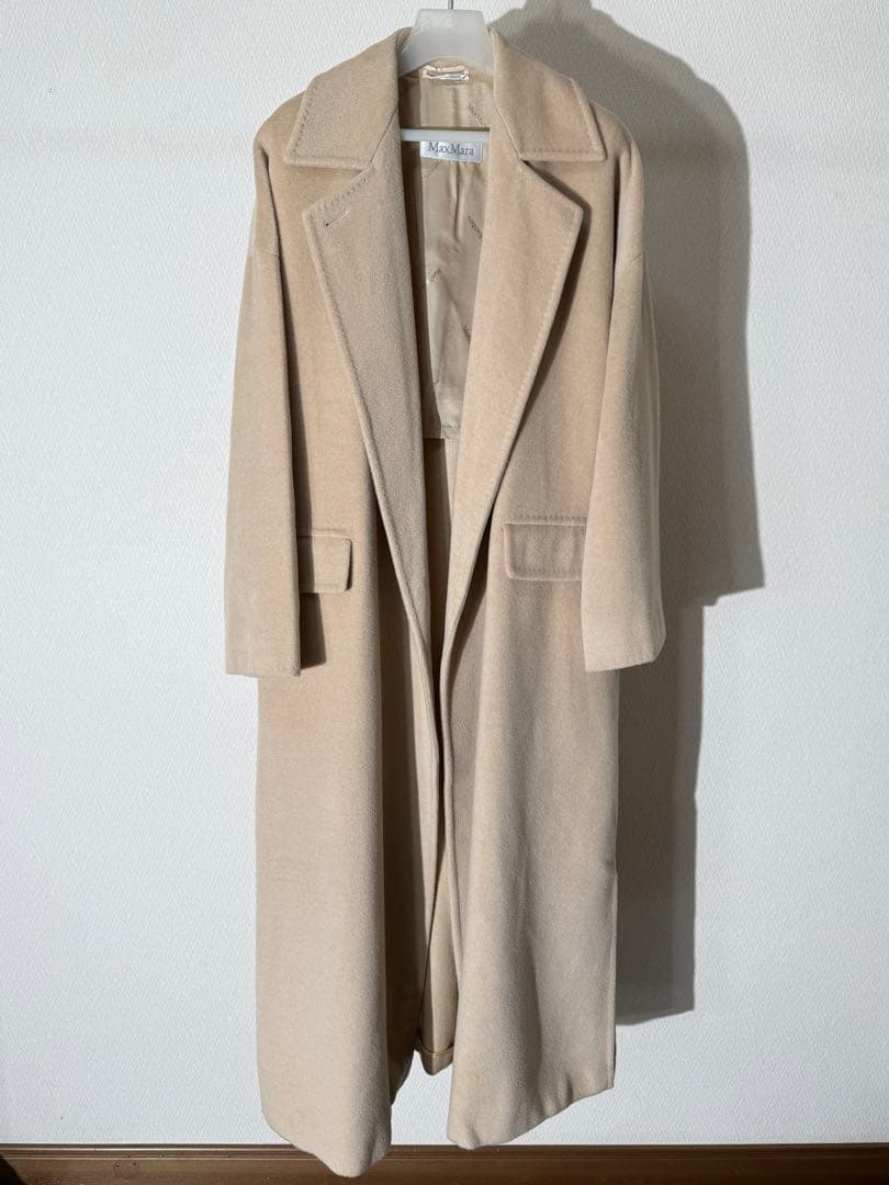 MAX MARA マックスマーラ ウールロングコート アイボリー系 40