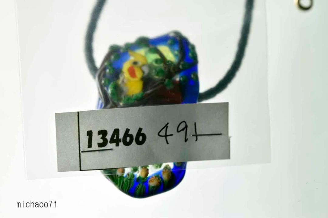 インコ　猫　とんぼ玉 トンボ玉 蜻蛉玉 ペンダントトップ 13466-491