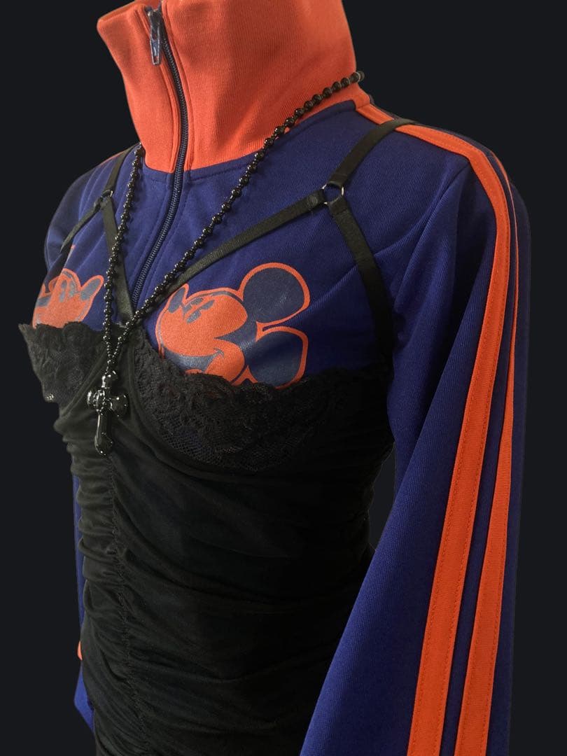 レア✴︎00s2本線ミッキートラックジャケットy2k古着屋フェアリーグランジロック