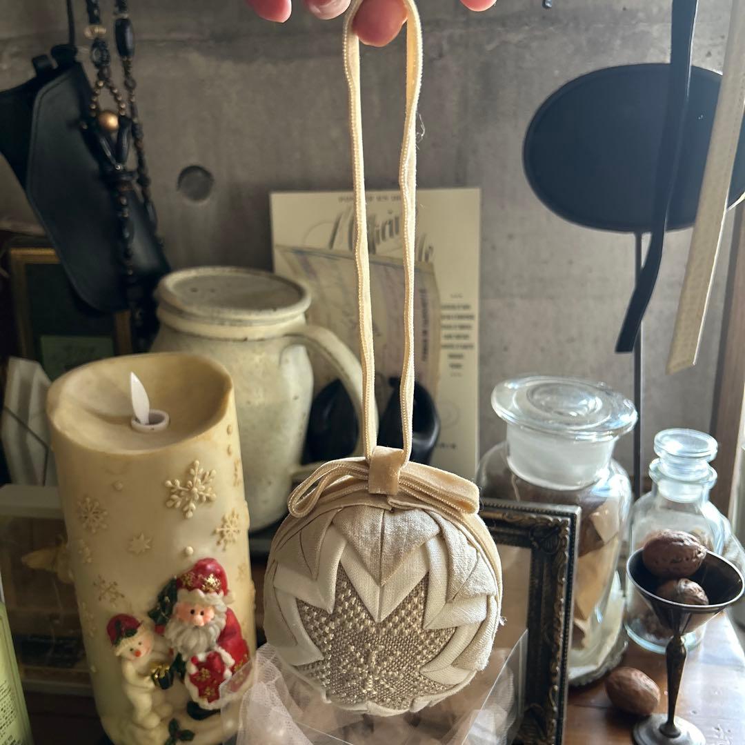 poritorie 雪 結晶 刺繍 オーナメント ベロアリボン アンティーク