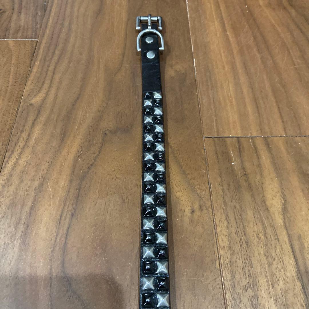 希少配色 HTC ピラミッドスタッズ シルバー&ブラック ナローベルト 34