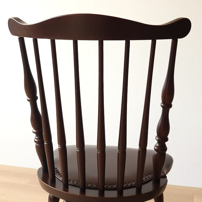 アンティーク 飛騨の家具 ウィンザーチェア 古家具 無垢材 レザー張り