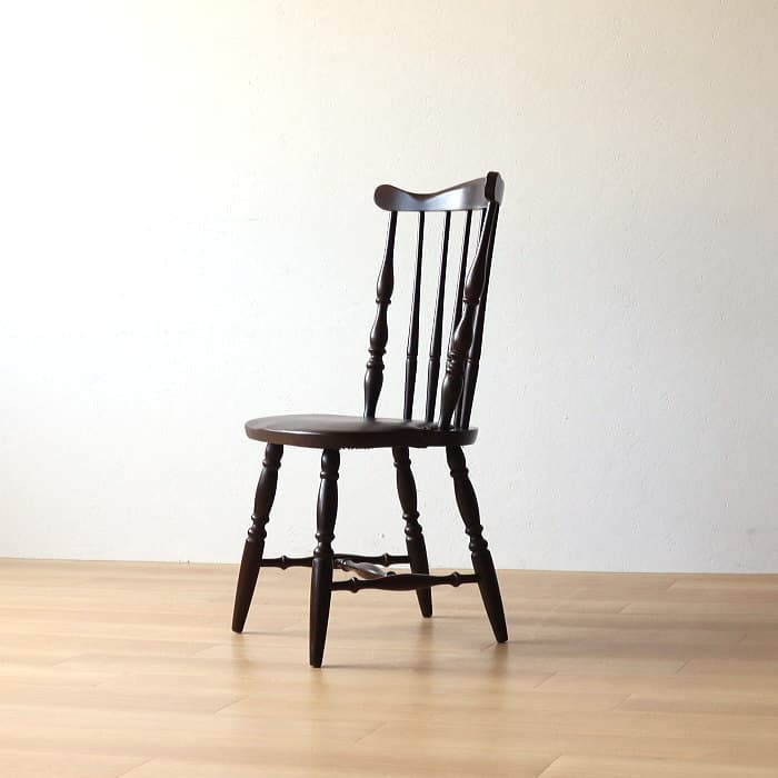 アンティーク 飛騨の家具 ウィンザーチェア 古家具 無垢材 レザー張り