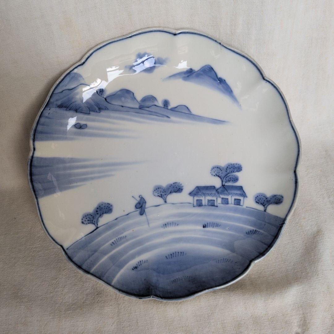 古伊万里 染付 七寸皿 5枚 山水賢人図