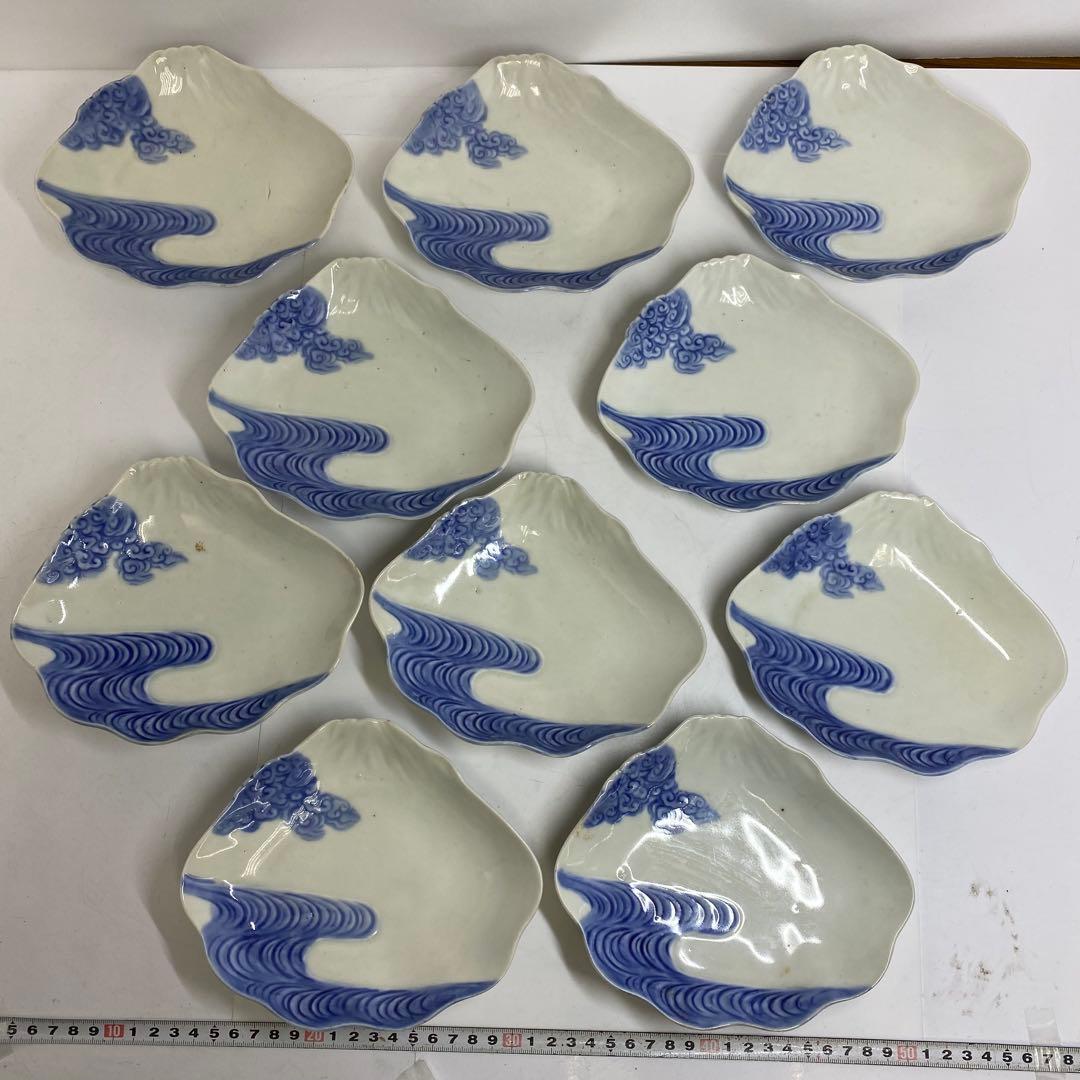 古伊万里　来付波に富士図　向付　21客　東K7-1215☆2F トヒコカ