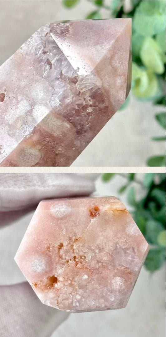 【D232】ぽわわんピンクとザクキラ結晶☆桜瑪瑙 ポイント タワー Bタイプ