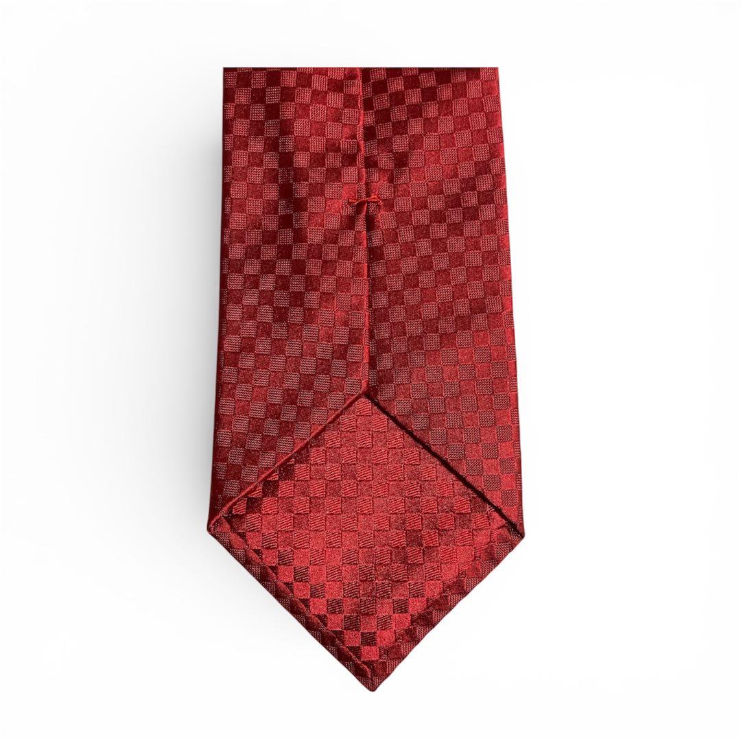 【極美品】 LOUIS VUITTON マイクロダミエ LVロゴ 赤　ネクタイ