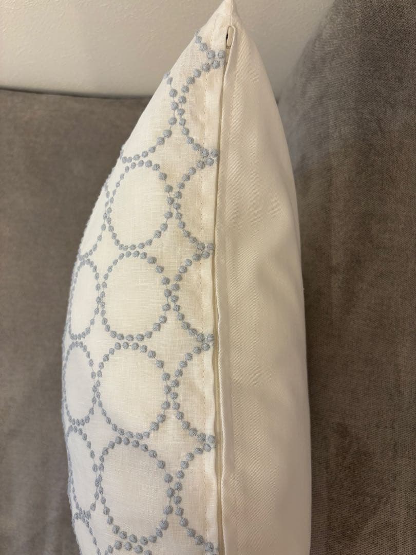 ミナペルホネン　ハンドメイドクッションカバー★タンバリンホワイトxライトブルー