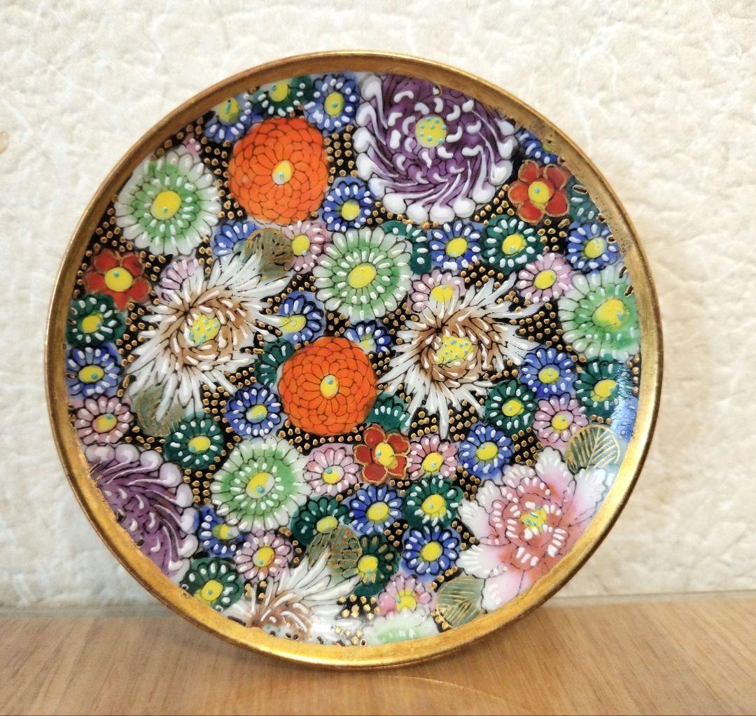 お値下げしました、5枚組　九谷焼　色絵　花詰豆皿