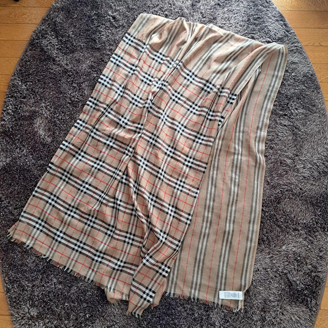 美品 バーバリーロンドン Burberry 大判ストール チェック柄ストライプ