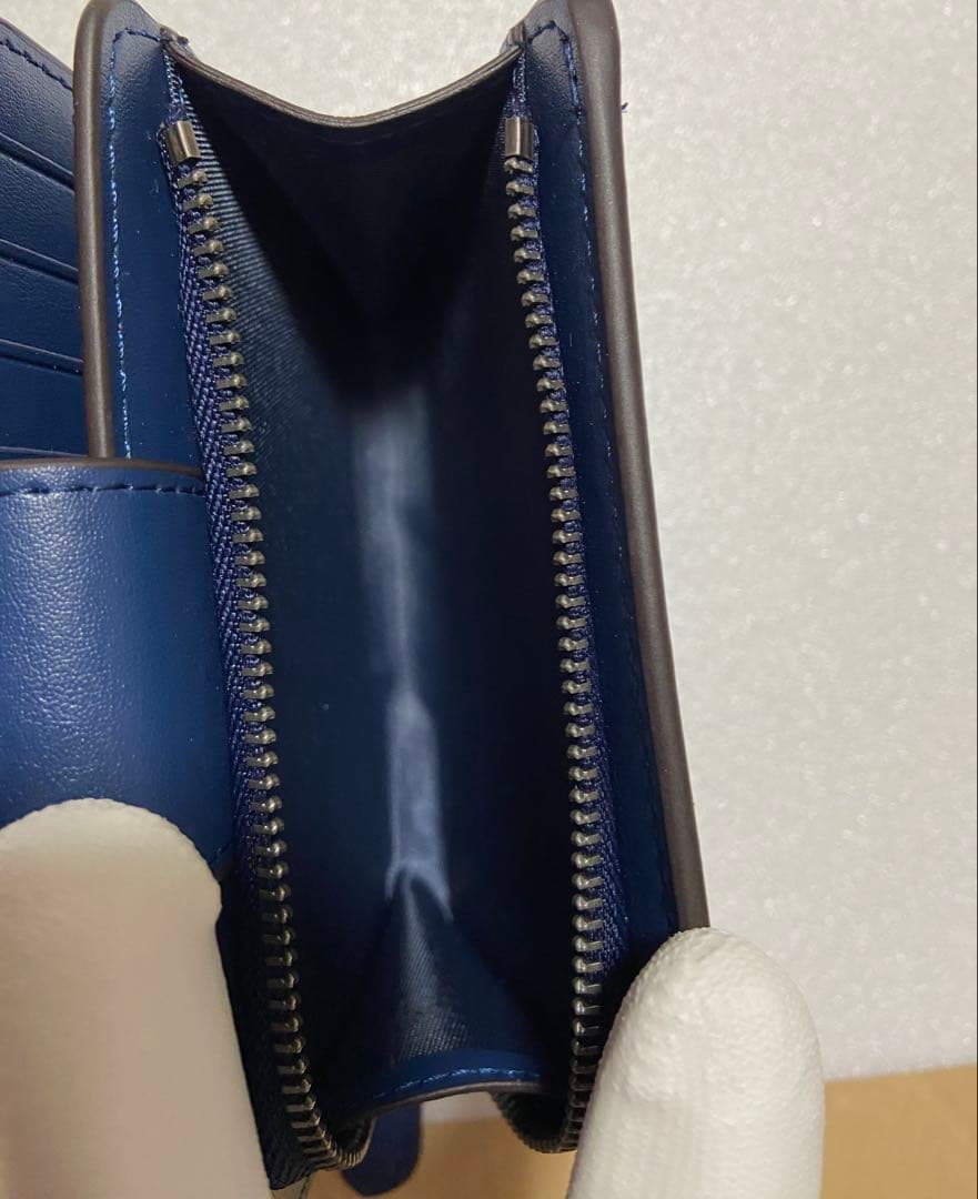 【新品未使用】COACH コーチ 二つ折り財布 ブルー　CR791