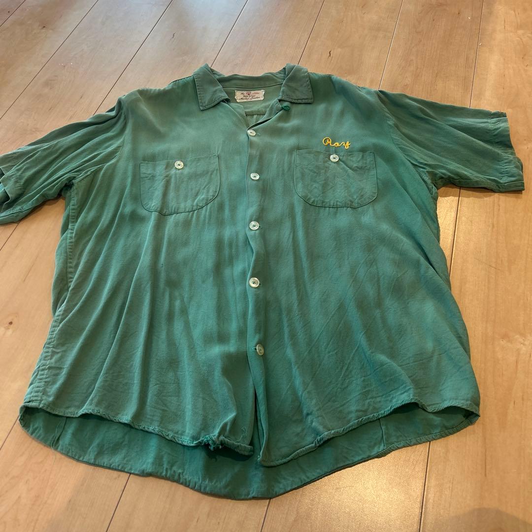 ボーリングシャツ　L ビンテージ　フェード