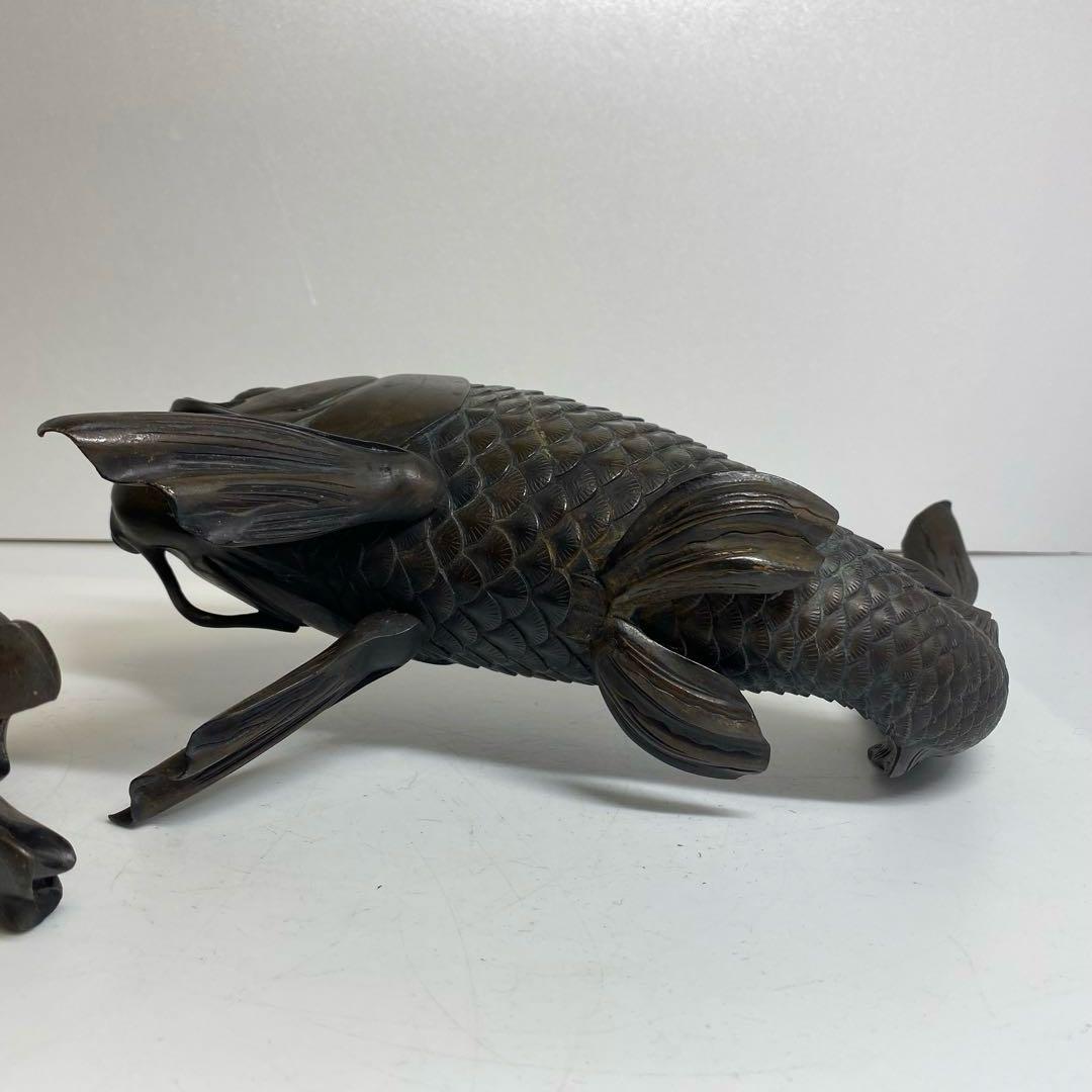 古銅　鯉仙人　大香炉　3859g トコサ　東さ7-1207②