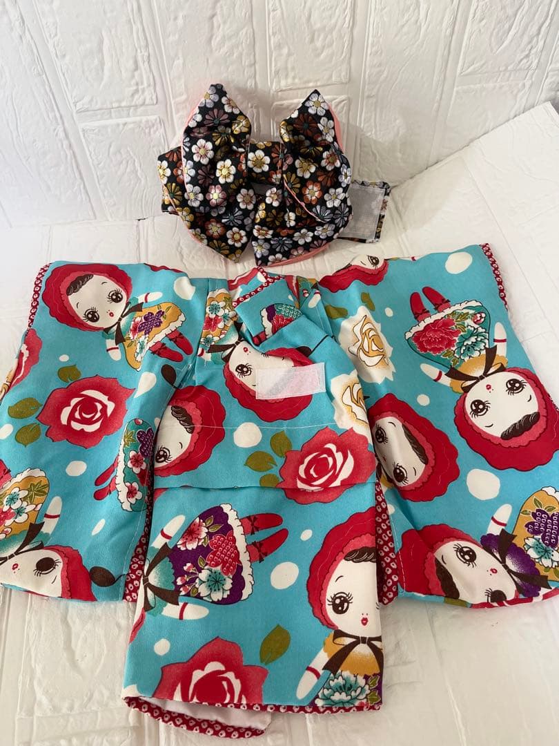 犬猫着物♡簡単に着れる着物帯付き 七五三　正月撮影会　振袖ひな祭り 人気の人形柄