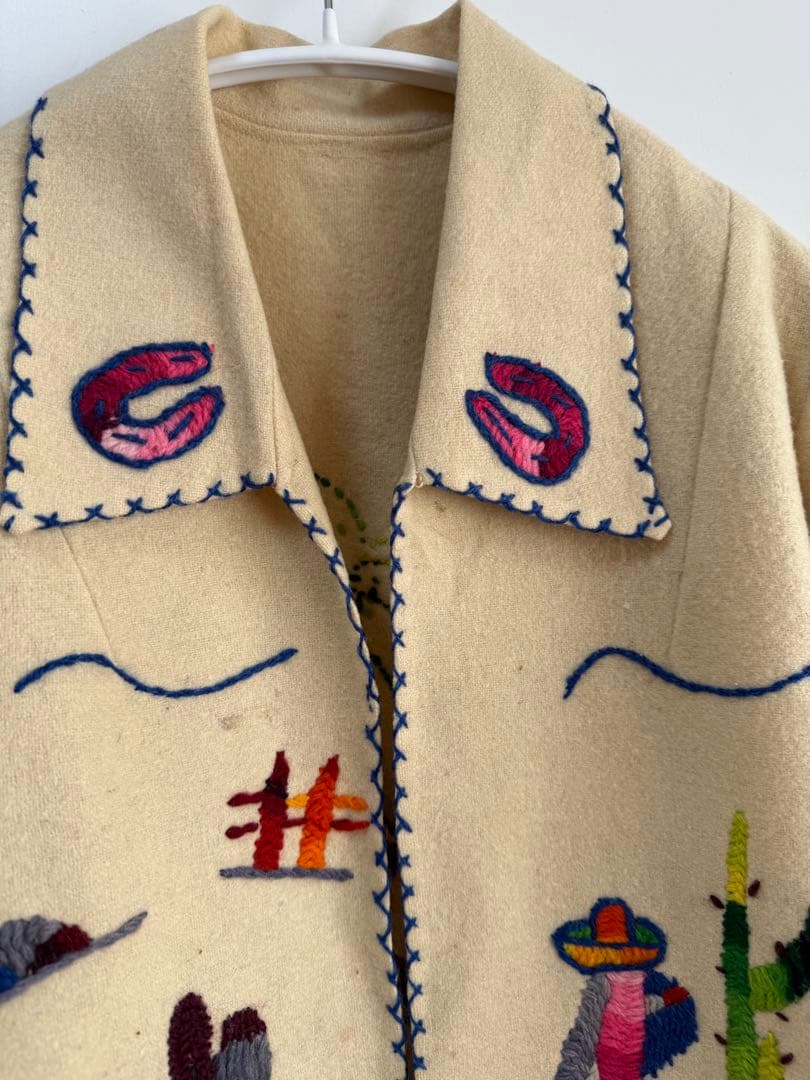 50s 60s 刺繍 メキシカンジャケット クリーム hooked toro