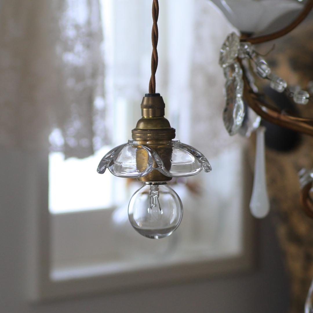 フランスアンティーク　オールドバカラ　ミニシャンデリアシェードA/ランプライト