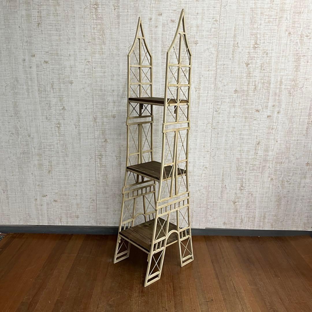 【アンティーク】アイアンフレーム 塔型 3段 プランターラック 鉢置 シャビー