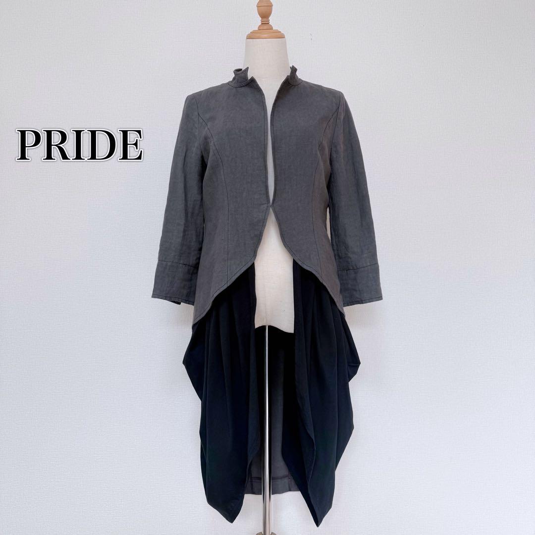PRIDE 異素材ドッキング モードジャケット リネン×コットン ドレープ