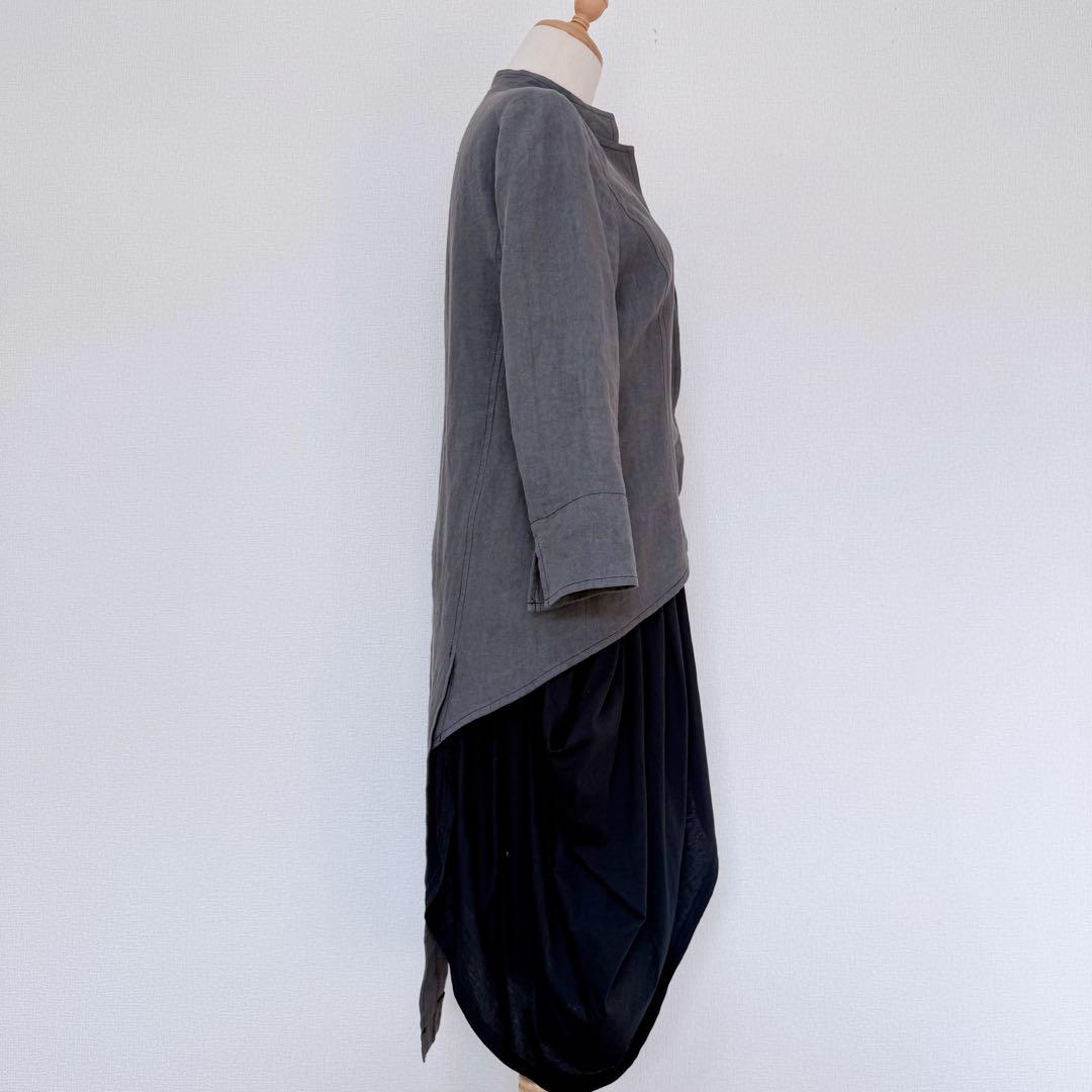 PRIDE 異素材ドッキング モードジャケット リネン×コットン ドレープ