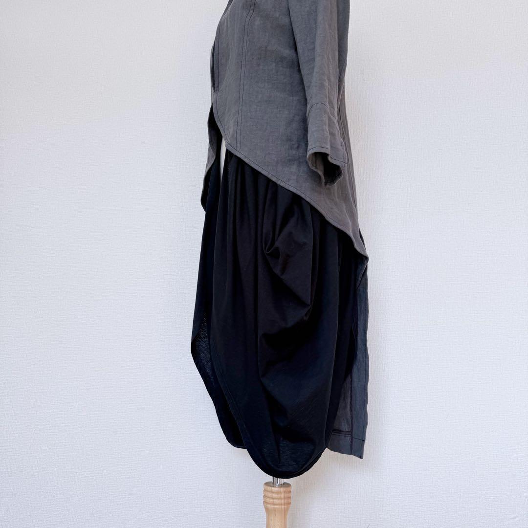PRIDE 異素材ドッキング モードジャケット リネン×コットン ドレープ