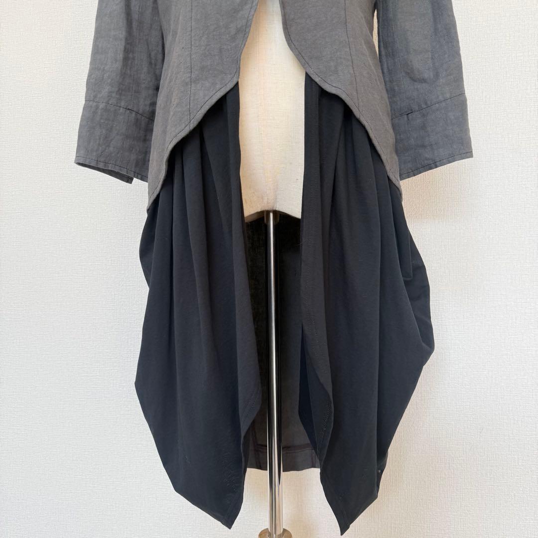 PRIDE 異素材ドッキング モードジャケット リネン×コットン ドレープ