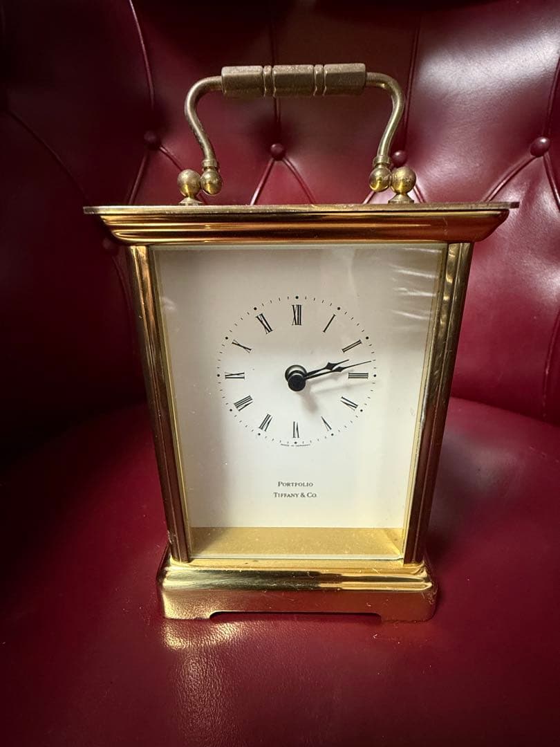Tiffany & Co. Portfolio真鍮置き時計ドイツ製高12cm動作